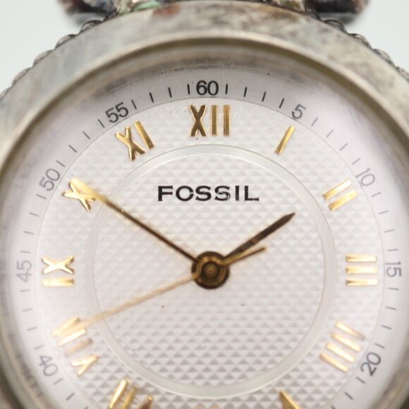 Vintage Fossil Womens Two Tone Watch 27mm Round Dial Steel Bracelet ES3589 Works - Picture 7 of 14